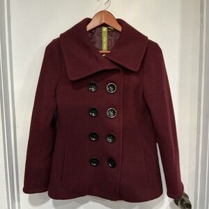 Sofia & Kyo Wool Blend Peacoat Women's small, Fall, Burgundy, Classic